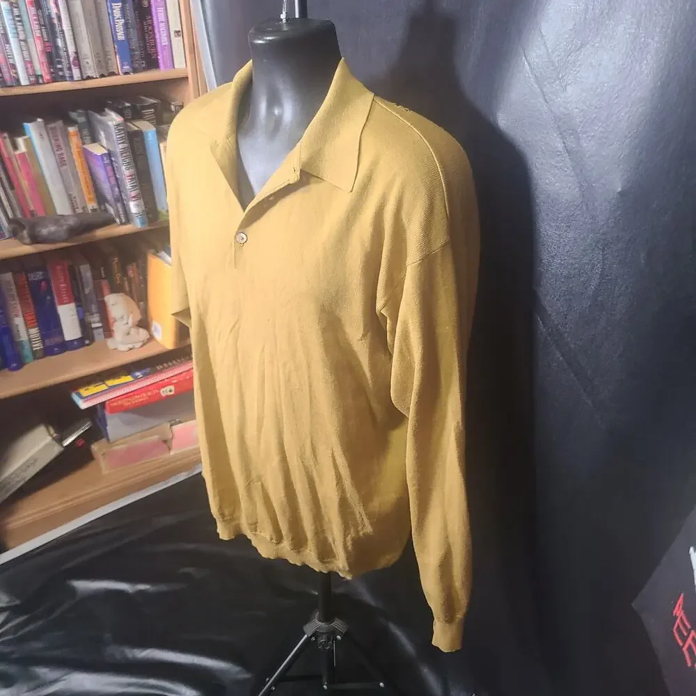 Vintage yellow Gucci knit long-sleeve collared sweater size 54